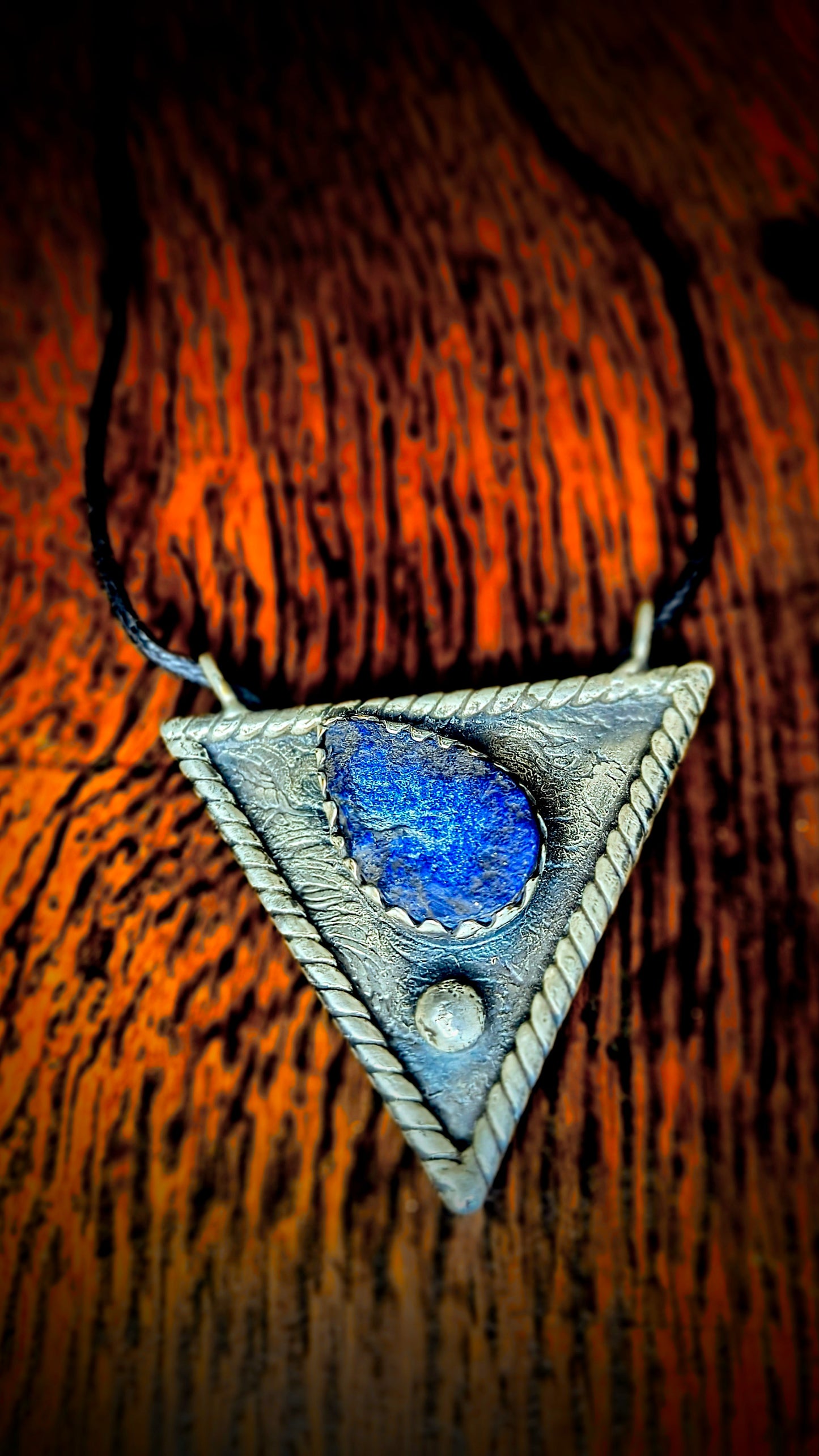 Raw Silver & Lazuli Earth Medicine Amulet